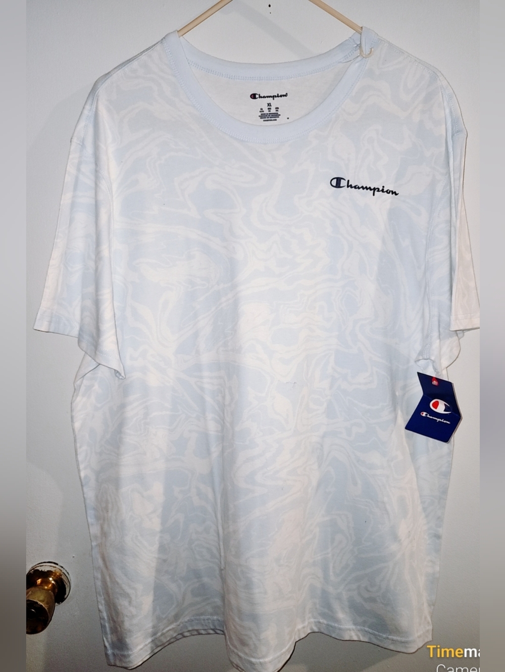 Champion Men's Pale Blue Marble Crewneck Tee